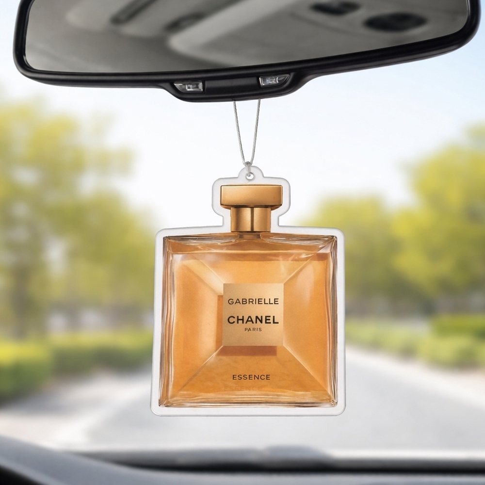 CHANEL Gold and Clear Gabrielle Essence Hanging Scent Ornaments (Pair)